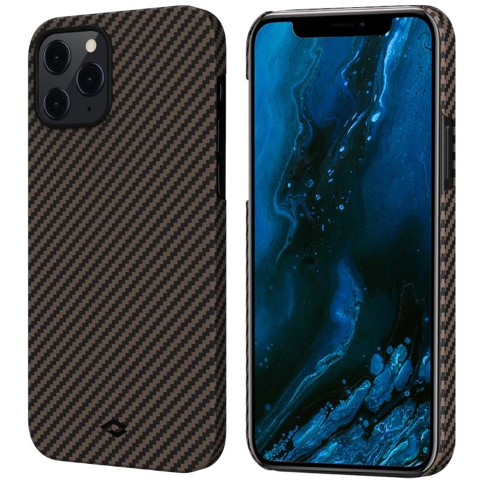 Чехол Pitaka MagEZ Case для iPhone 12 Pro Max, черно-коричневый, кевлар (арамид) 